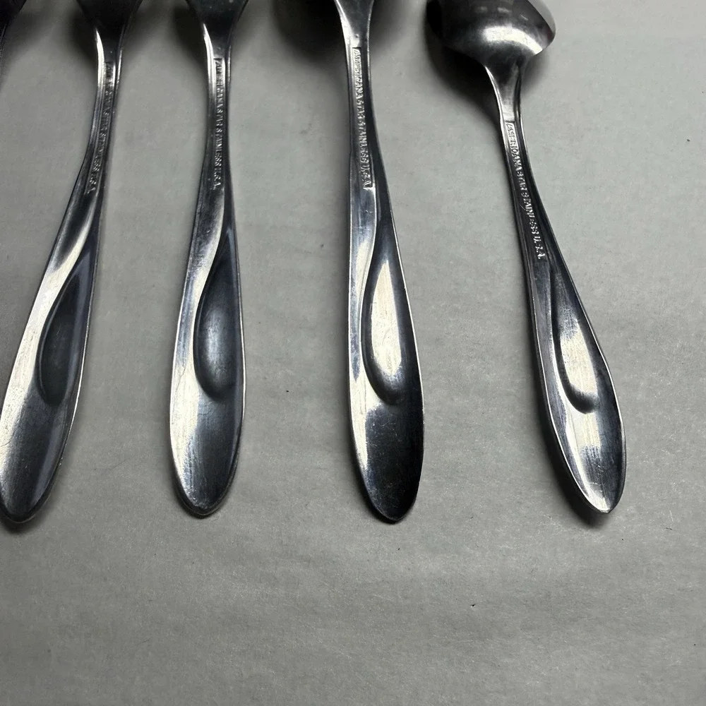 5 International Silver Americana Star Stainless USA Dinner Forks Soup Spoon